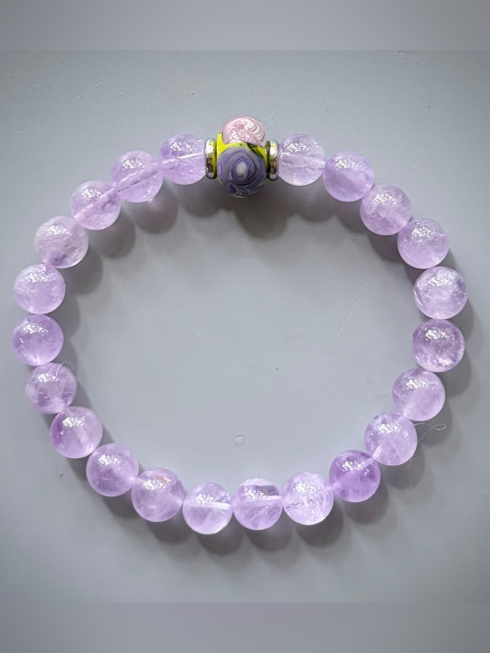 Lavender Amethyst Handcrafted Bead Bracelet